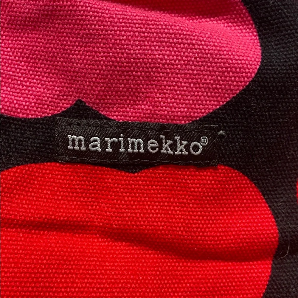 Marimekko Black and Red Canvas Floral Tote